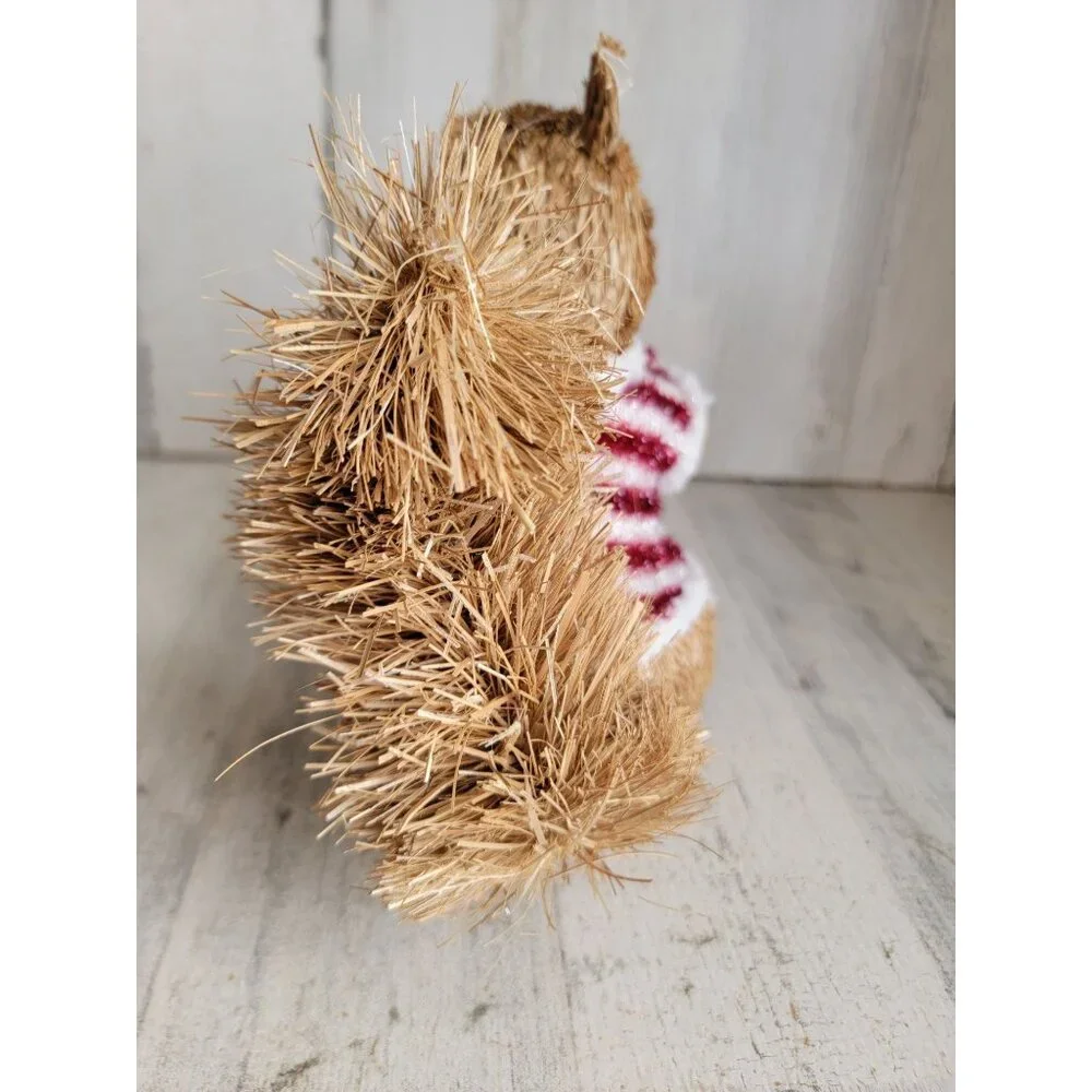 pier 1 Bristle brush squirrel sweater wreath unique home decor Xmas animal winte